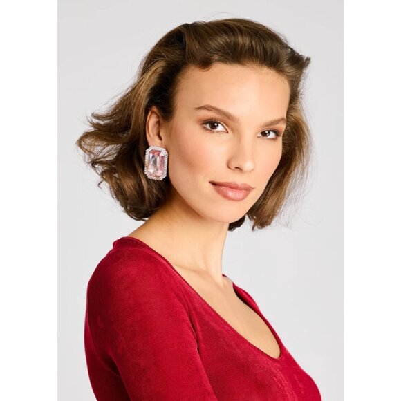 retrofete Hope Gemstone Earrings in Petal New Womens Pink Crystal Jewlery - Picture 8 of 8